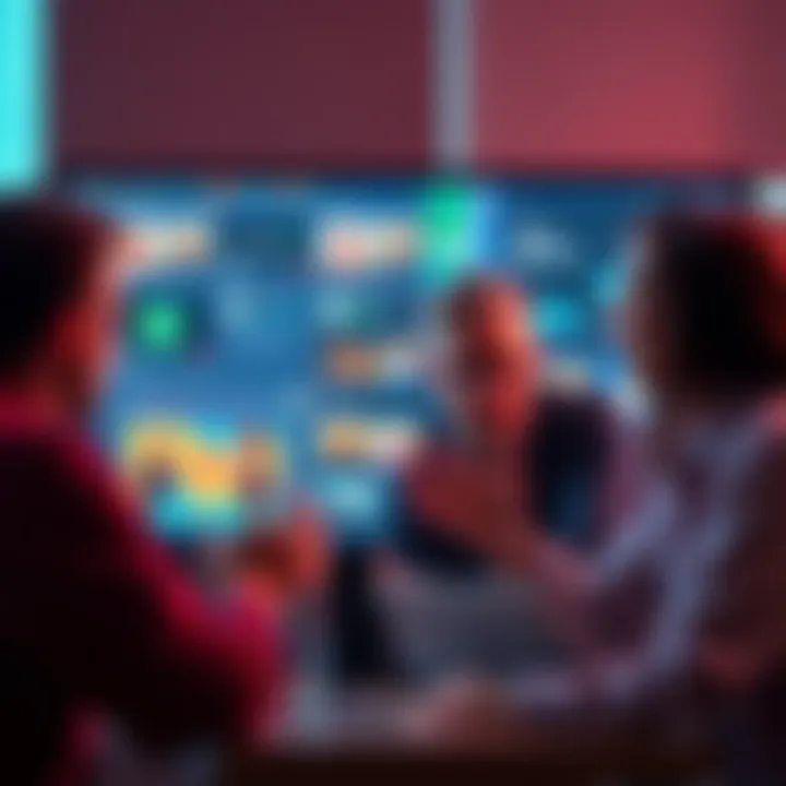 Group of people expressing frustration over the new user interface design on a computer screen