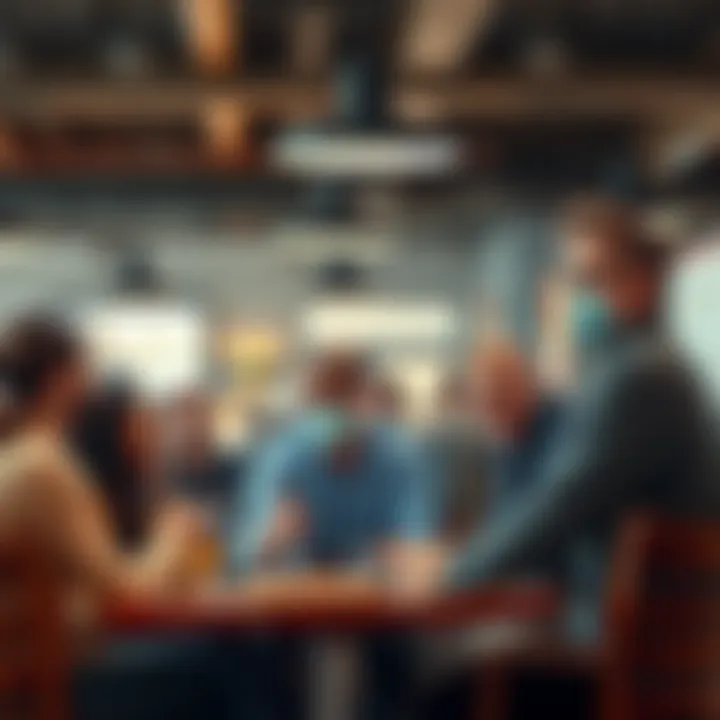 A group of people engaging in conversation about donuts and trading in a relaxed setting