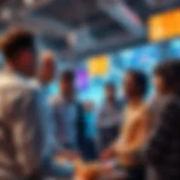 Group of people engaging in conversation about donuts and trading