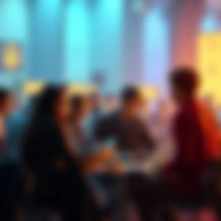 A group of people discussing cryptocurrency trends and insights at a forum