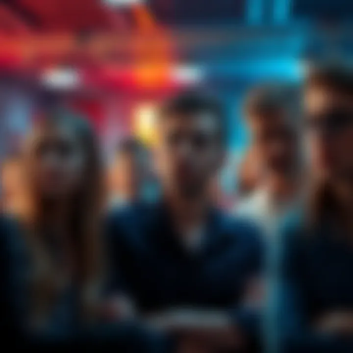 A group of people looking concerned while discussing cryptocurrency in a forum setting