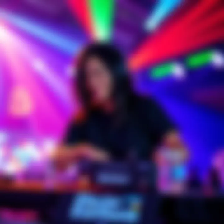 DJ Sally on stage with colorful lights during the Electric Euphoria Festival in Hong Kong