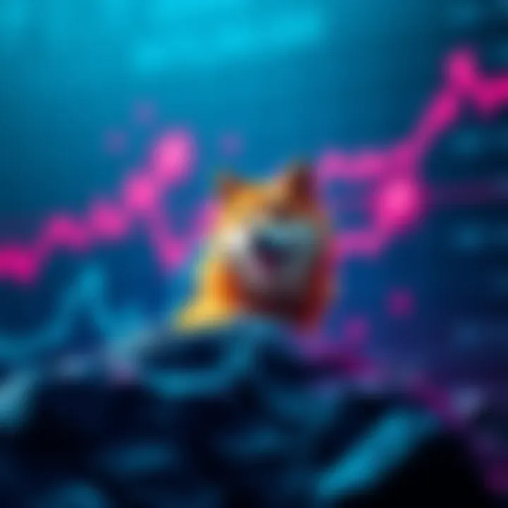 A visual representation showing the rise of $DOGE from a meme to a $26 billion market cap, with upward arrows and financial charts in the background.