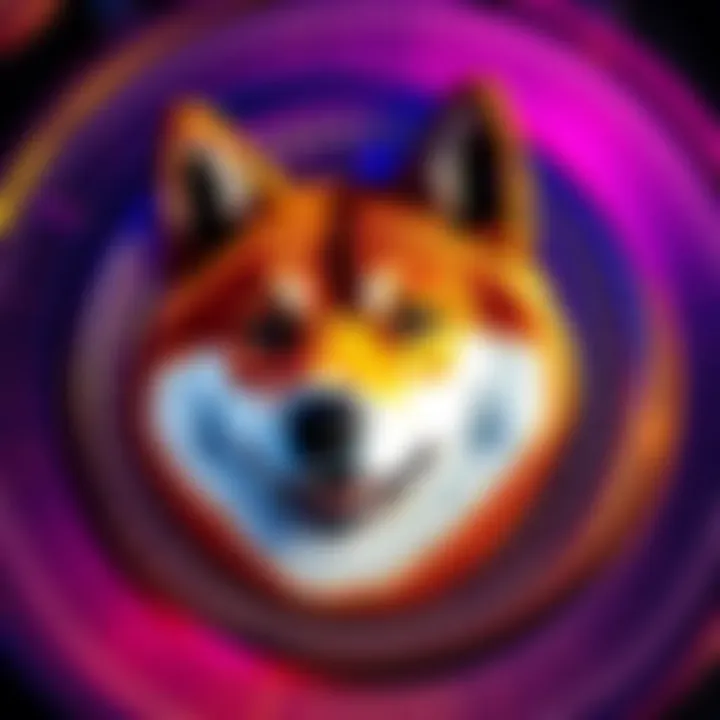 A close-up of the DOGE cryptocurrency symbol featuring the Shiba Inu dog face, representing its popularity and community loyalty in the crypto market.