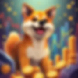 A digital illustration of a Shiba Inu dog mascot representing DOGE, surrounded by rising cryptocurrency charts and coins, symbolizing its popularity in 2026.