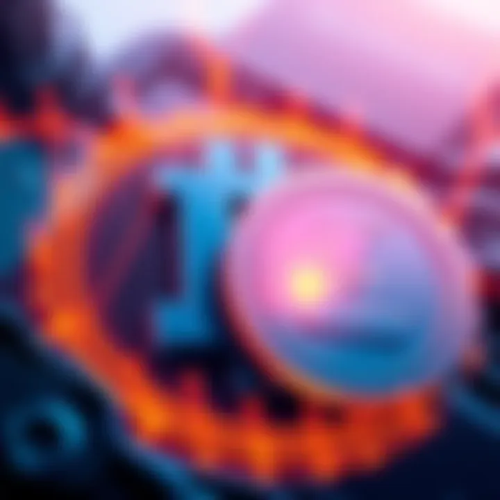 An illustration showing the DOGE network symbol alongside Litecoin, representing merged mining and security measures in a digital landscape.