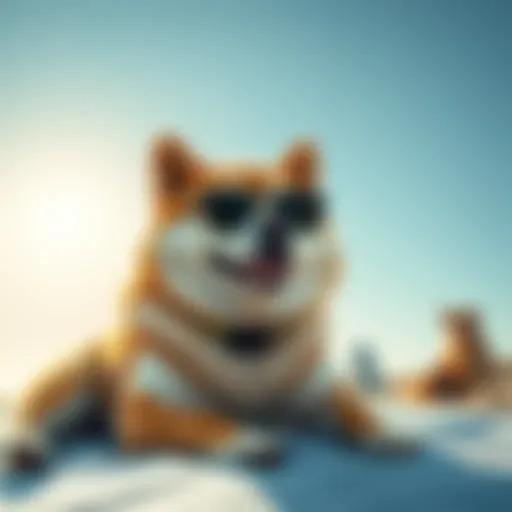 A Shiba Inu dog sitting happily in the sun with sunglasses, enjoying a summer day, symbolizing a break in trading activity.