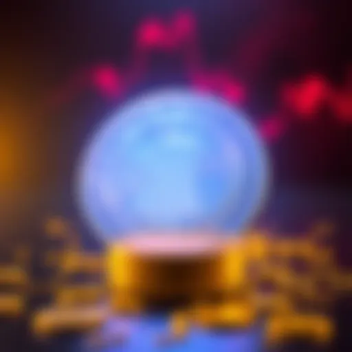 A digital representation of a Dogecoin coin with a dollar sign in the background, symbolizing its potential rise to one dollar.