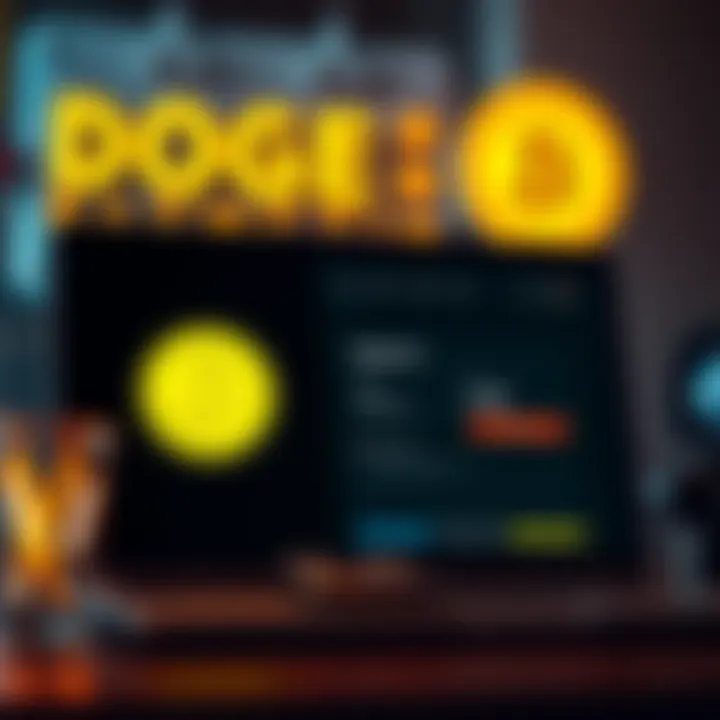 A graphic depicting the integration of Dogecoin payment option in a WordPress Online Store setup screen with a simple click interface