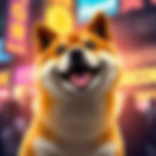 A bright and colorful Dogecoin logo featuring a happy Shiba Inu dog, symbolizing its popularity in 2026