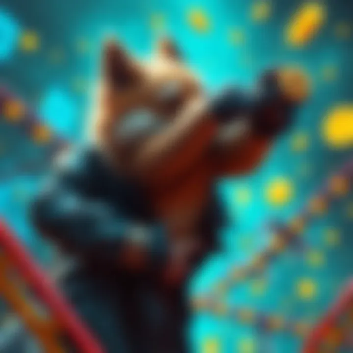 A trader grappling with the highs and lows of Dogecoin, symbolizing hope and despair