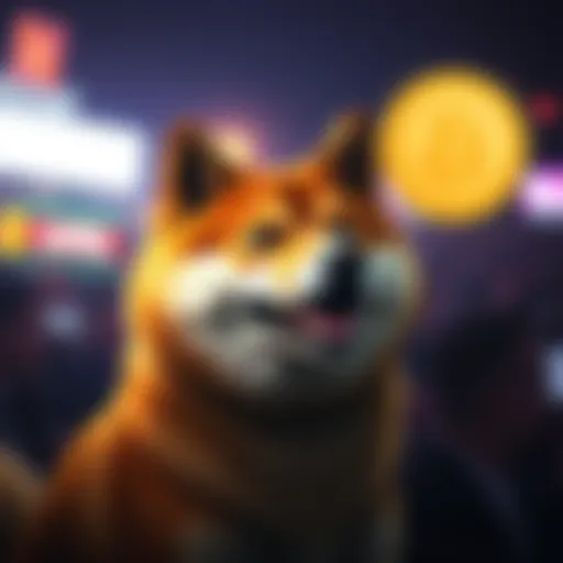 The Dogecoin logo featuring a Shiba Inu dog, symbolizing the cryptocurrency's playful origins.