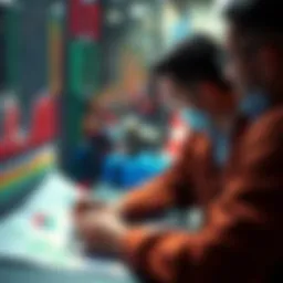 A person analyzing market charts and graphs while planning investments during a market downturn