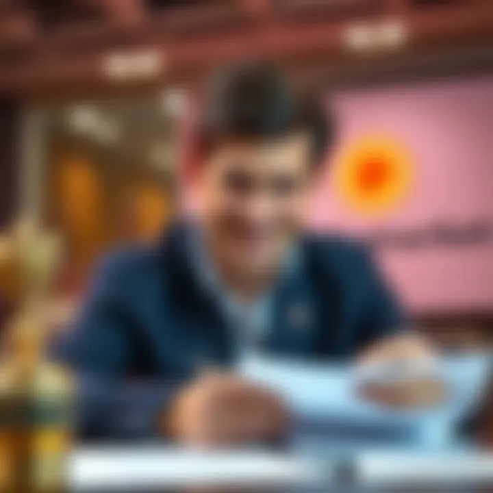 Donald Trump Jr. smiling while signing investment papers with Polymarket logo in the background