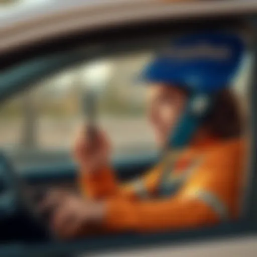 A DoorDash driver looks concerned while receiving a phone call from a scammer pretending to be DoorDash support, warning others to be cautious.
