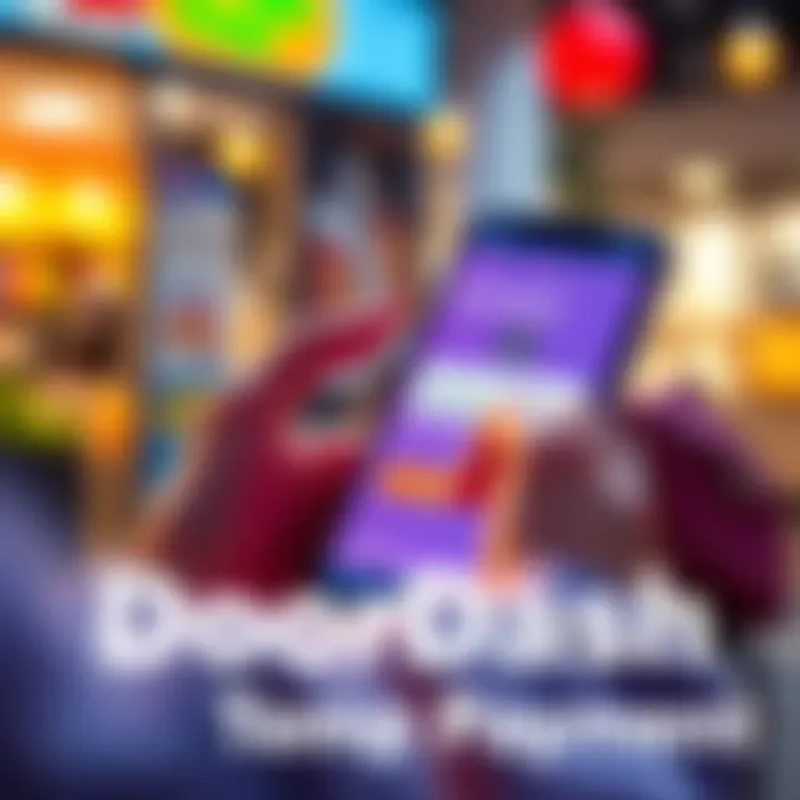 DoorDash Stablecoin Payment A person using a smartphone to order food from DoorDash with stablecoin payment option visible on screen