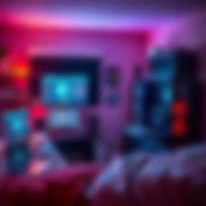 A college dorm room with a computer setup for mining cryptocurrencies, featuring a laptop, mining rig, and VPN software displayed on the screen.