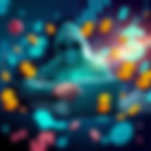 A digital illustration showing a hacker breaking into the Drift Protocol, with dollar signs and Fartcoin symbols scattered around, representing the $270 million theft