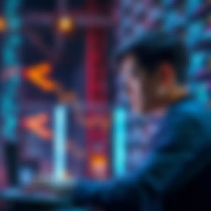 Person interacting with data and receiving rewards in a digital environment