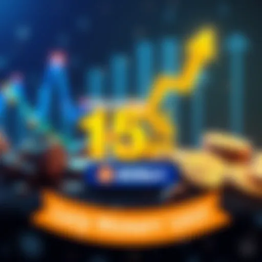 A graphic showing money growing with a 15% APY banner, featuring USDT and SOL logos