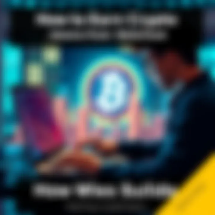 A person using a laptop to explore cryptocurrency options and dApps, with a digital currency symbol in the background.