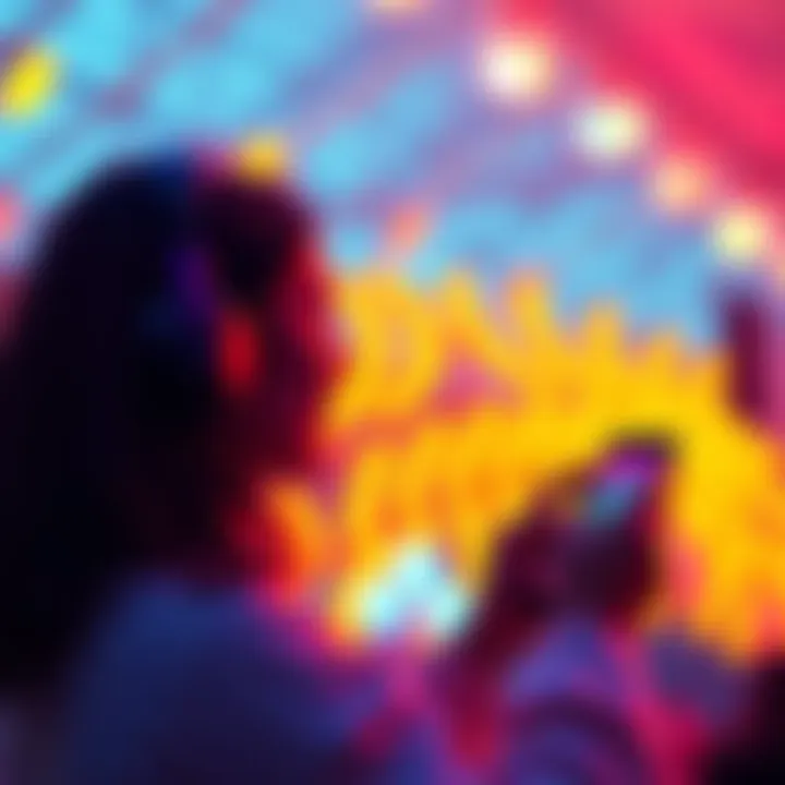 A person enjoying music on a mobile app while earning rewards in a bright setting