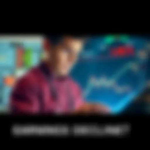 A concerned person looking at a chart showing a downward trend in earnings since December 17.