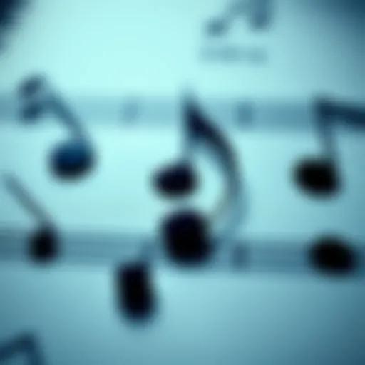 A close-up of an eighth note on a musical sheet, surrounded by other musical symbols, illustrating its role in music composition.