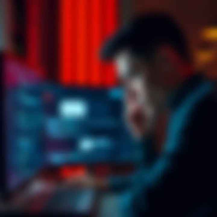 A frustrated person looking at a computer screen showing email error messages related to 2FA setup