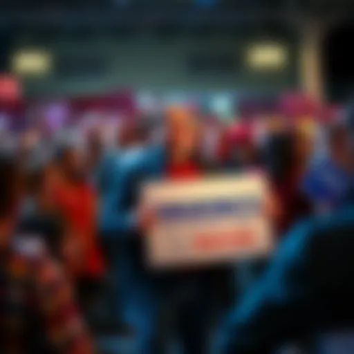 Emuking13 stands confidently with supporters at a campaign rally in Crystal Lake, Illinois, holding a sign that promotes their candidacy for Mayor.