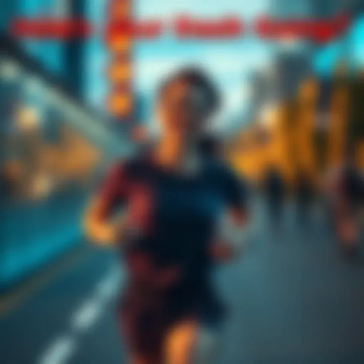 A person jogging with a smile, enjoying their exercise while listening to upbeat music.