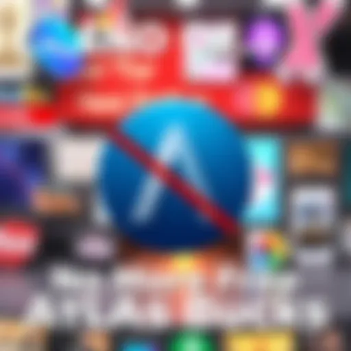 A graphic showing a crossed-out Atlas Buck symbol with advertising elements in the background, representing the halt of free ad currency.