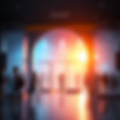 A warm and inviting entrance with bright colors, welcoming people to explore unique adventures and surprises inside.