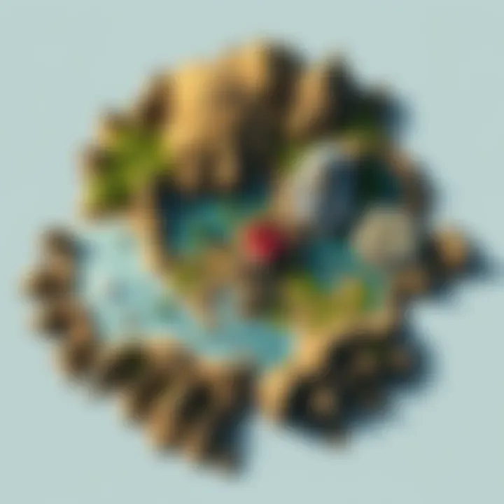A detailed map showing different visuals of epic land, highlighting changes from initial images