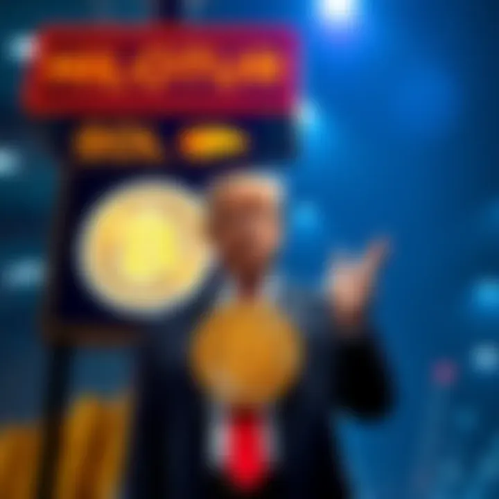 Eric Trump Promoting Bitcoin Eric Trump stands in front of a sign promoting Bitcoin investment over gold, expressing his support for cryptocurrency.