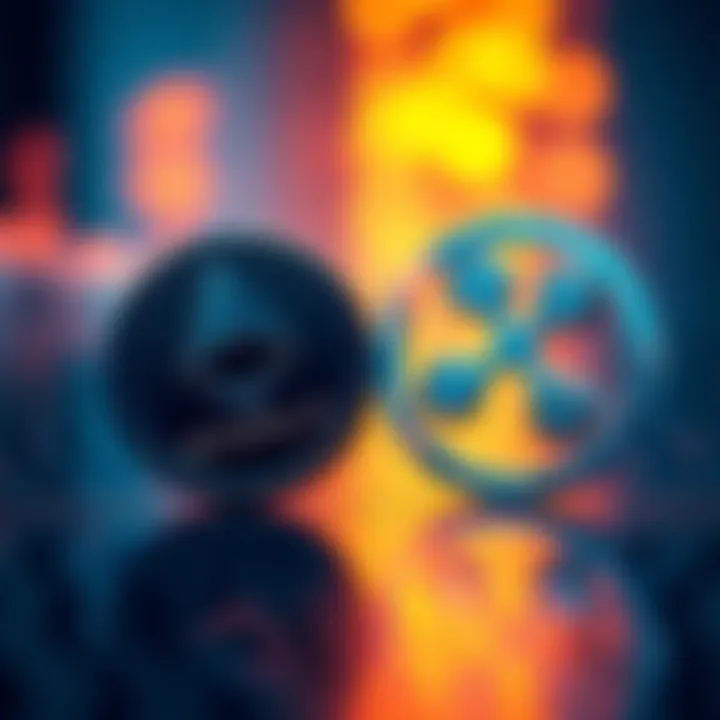 A graphic showing Ethereum and Ripple symbols exchanging, representing a swap without KYC requirements