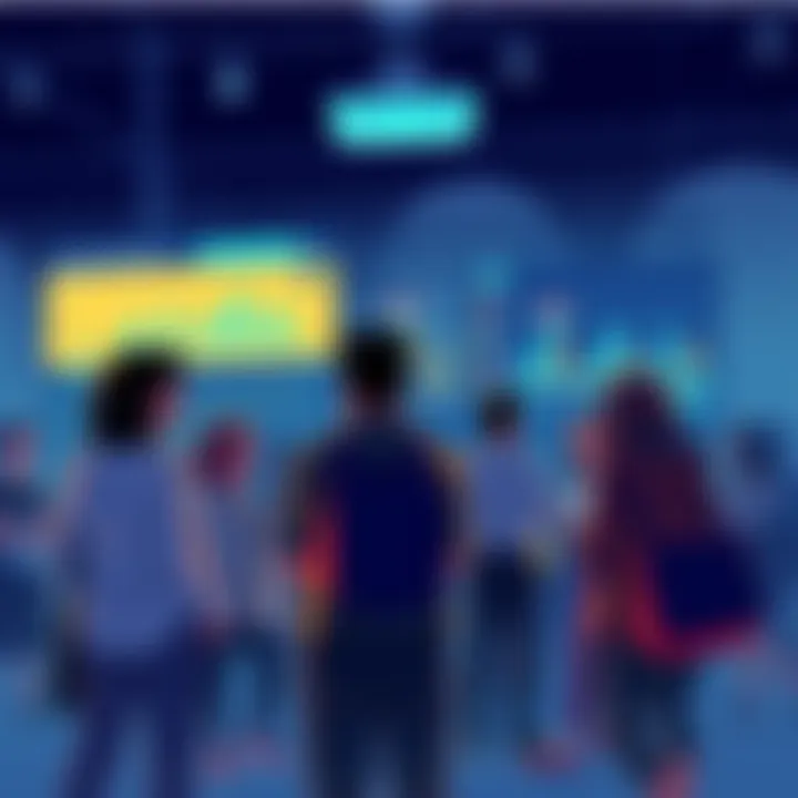 A digital illustration showing people engaging in conversation about Ethereum, with charts and news articles on a screen