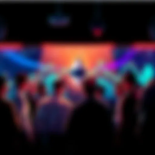 A group of people engaging in a conversation about Ethereum, with charts and graphs showing price trends in the background.