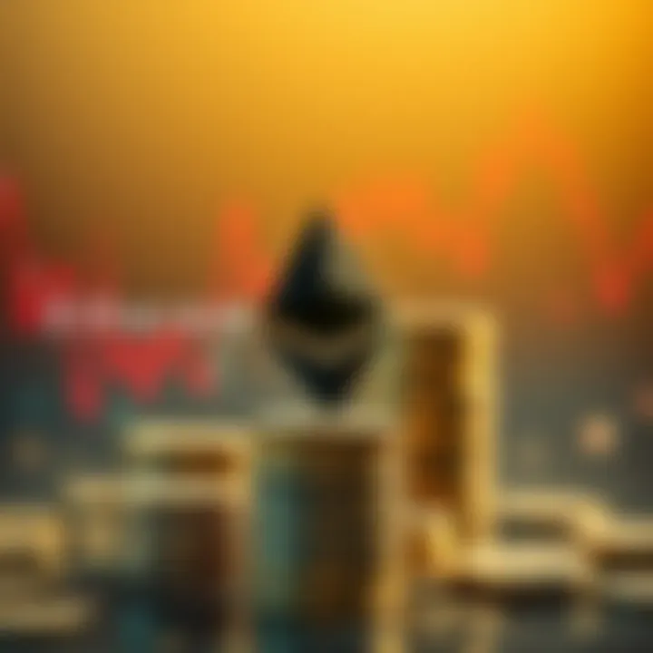 Ethereum price drop and opportunity A visual representation of Ethereum's price drop, depicting fear in the market while highlighting investment opportunities, symbolized by stacking coins in the background.