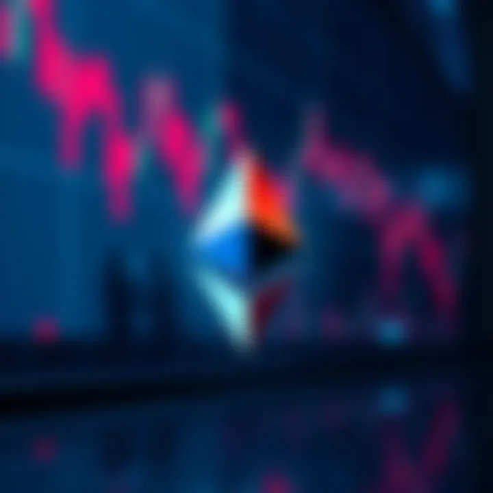 Ethereum logo in front of a stable graph representing steady market conditions amidst global tensions