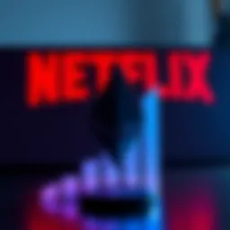 Ethereum logo with an upward trend graph and Netflix logo behind it