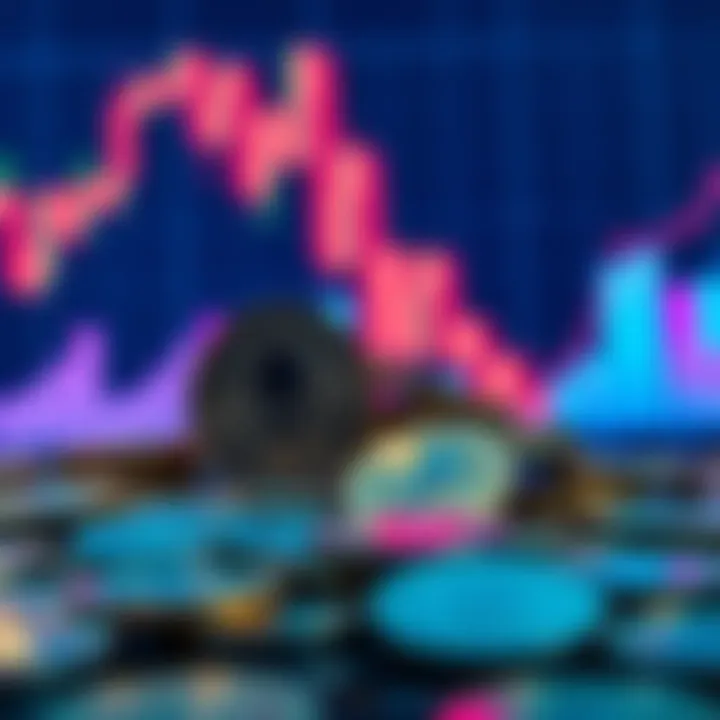 A pile of Ethereum coins in front of a rising financial graph representing growth and potential