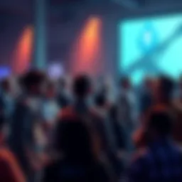 People engaging in a lively discussion about Ethereum topics at an event