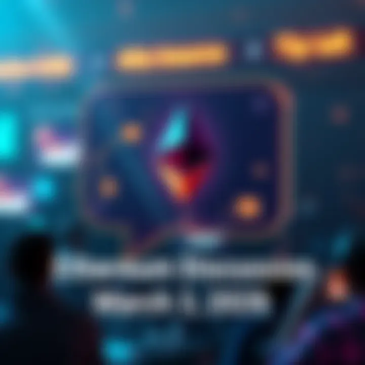 A digital chat bubble representing a discussion on Ethereum topics, with icons for news, price updates, and events.