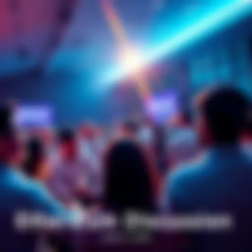 People engaging in discussion about Ethereum, sharing insights on DeFi and crypto, in a vibrant community setting