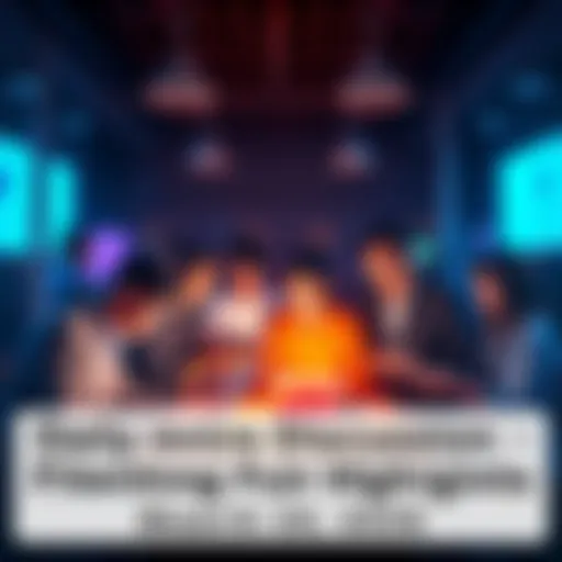 A group of people engaging in a lively discussion about Ethereum, sharing insights and news. Some are using laptops and phones to access information.