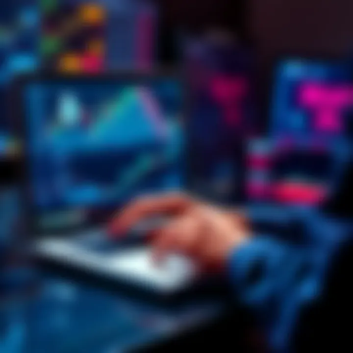 Person analyzing Ethereum investment trends on a laptop with financial charts
