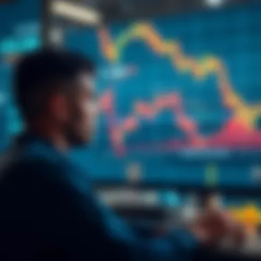 A person looking at a screen displaying Ethereum price charts, pondering an investment decision