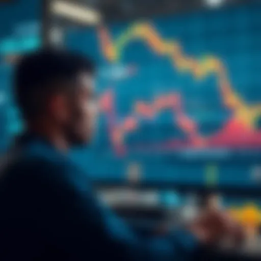 A person looking at a screen displaying Ethereum price charts, pondering an investment decision
