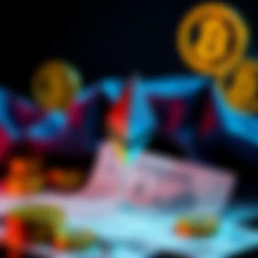 A visual representation of Ethereum logo with loan paperwork and currency symbols, illustrating the idea of borrowing against cryptocurrency assets.